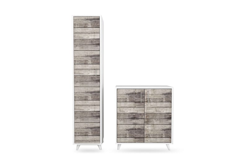 Albistair Gangmøbelsett 195x40 cm - Natur/Hvit - Møbler - Gangmøbler - Møbelsett til gang & entre