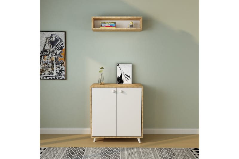Anahurtig Gangmøbelsett 80x80 cm - Natur/Hvit - Møbler - Gangmøbler - Møbelsett til gang & entre