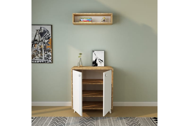 Anahurtig Gangmøbelsett 80x80 cm - Natur/Hvit - Møbler - Gangmøbler - Møbelsett til gang & entre