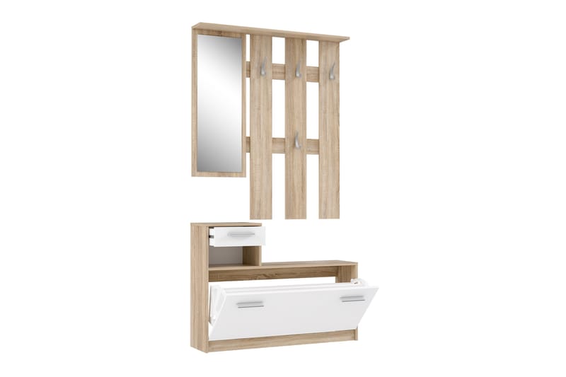 Breslau Gangmøbelsett 98x180 cm - Beige/Hvit - Møbler - Gangmøbler - Møbelsett til gang & entre