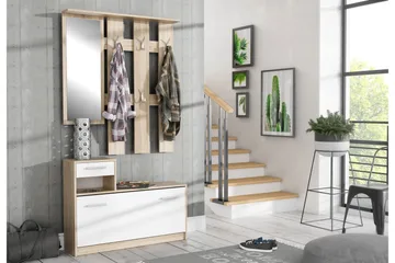 Breslau Gangmøbelsett 98x180 cm - Beige/Hvit - Møbler - Gangmøbler - Møbelsett til gang & entre