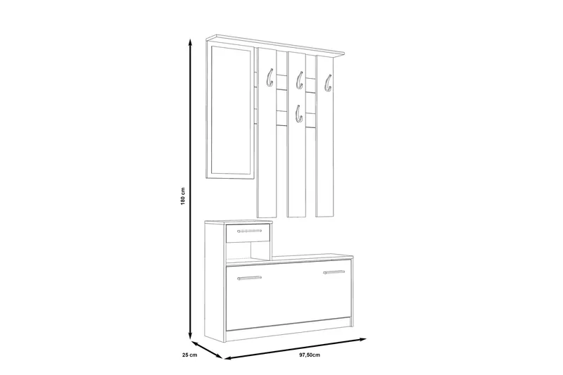 Breslau Gangmøbelsett 98x180 cm - Beige/Hvit - Møbler - Gangmøbler - Møbelsett til gang & entre