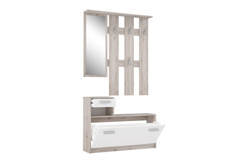 Breslau Hallmöbelset 98x180 cm - Beige / Brun / Hvit - Møbler - Gangmøbler - Møbelsett til gang & entre