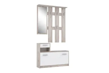 Breslau Hallmöbelset 98x180 cm - Beige / Brun / Hvit - Møbler - Gangmøbler - Møbelsett til gang & entre