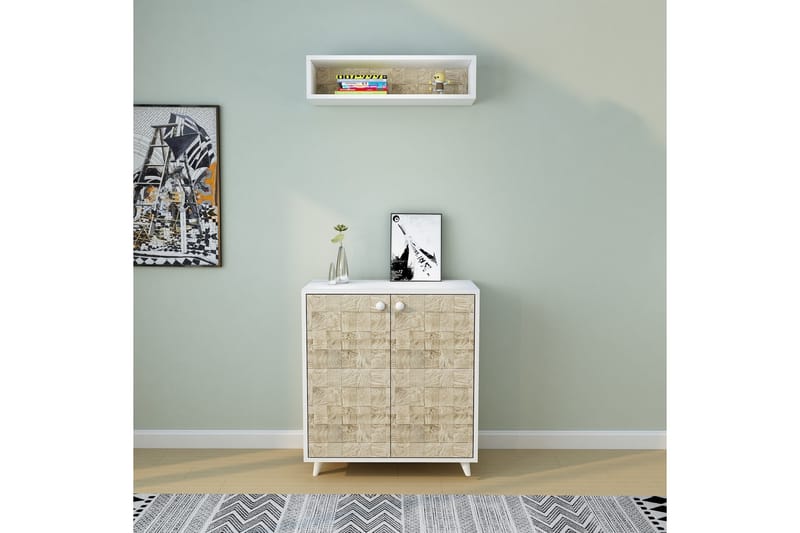 Campdes Gangmøbelsett 80x80 cm - Natur/Hvit - Møbler - Gangmøbler - Møbelsett til gang & entre