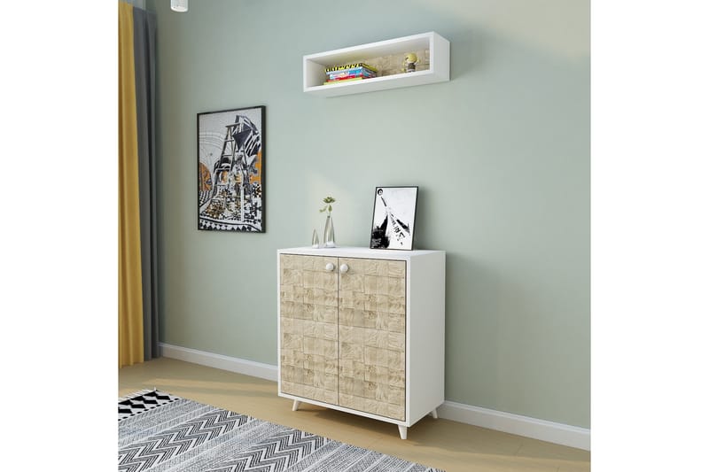 Campdes Gangmøbelsett 80x80 cm - Natur/Hvit - Møbler - Gangmøbler - Møbelsett til gang & entre