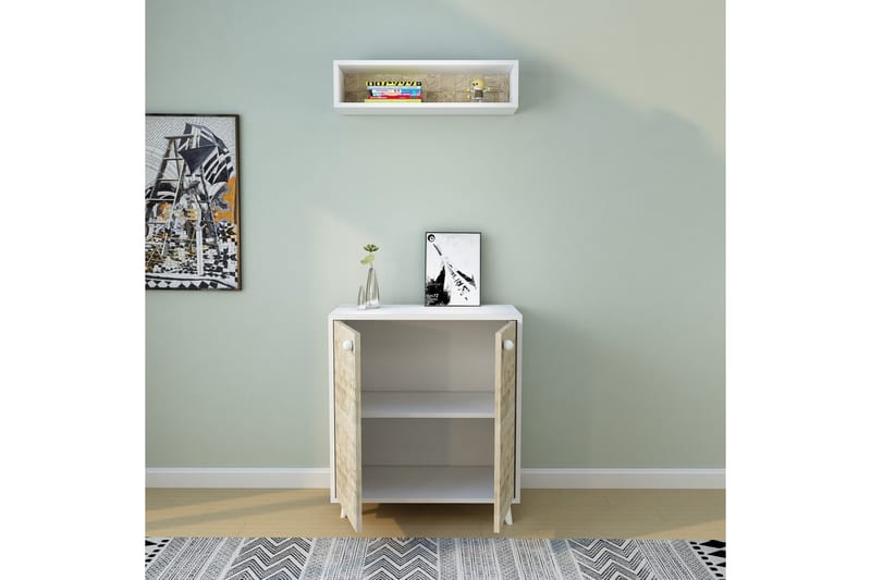Campdes Gangmøbelsett 80x80 cm - Natur/Hvit - Møbler - Gangmøbler - Møbelsett til gang & entre