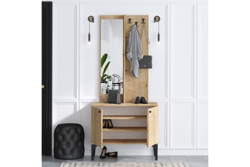 Delmique Gangmøbelsett 35x90 cm - Natur/Hvit - Møbler - Gangmøbler - Møbelsett til gang & entre