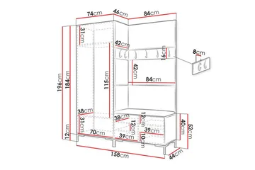 Dunvegan Hallmöbelset 158x44 cm White - Møbler - Gangmøbler - Møbelsett til gang & entre