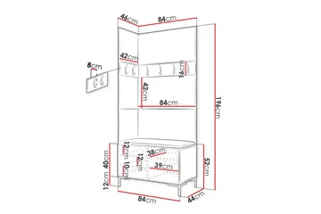 Dunvegan Hallmöbelset 84x46 cm White - Møbler - Gangmøbler - Møbelsett til gang & entre
