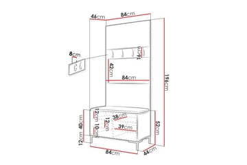 Dunvegan Hallmöbelset 84x46 cm White - Møbler - Gangmøbler - Møbelsett til gang & entre