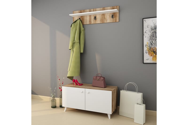 Elbeerre Gangmøbelsett 40x100 cm - Natur/Hvit - Møbler - Gangmøbler - Møbelsett til gang & entre
