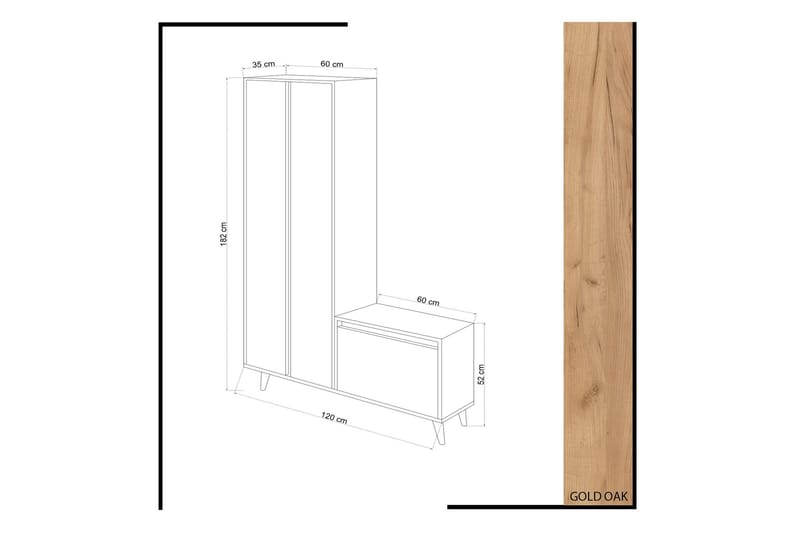 Förvaring hall Guld|Ek|Gul - Møbler - Gangmøbler - Møbelsett til gang & entre
