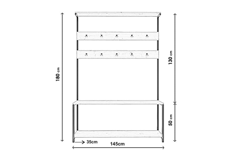 Gambetta Gangmøbelsett 145 cm - Mørkebrun - Møbler - Gangmøbler - Møbelsett til gang & entre