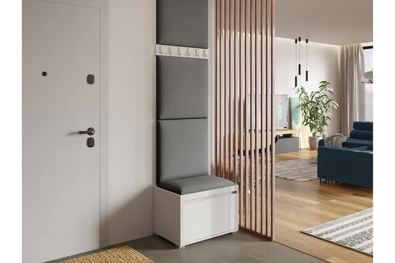 Grawis Gangmøbel med kleskroker + skoskuff - Grå - Møbler - Gangmøbler - Møbelsett til gang & entre