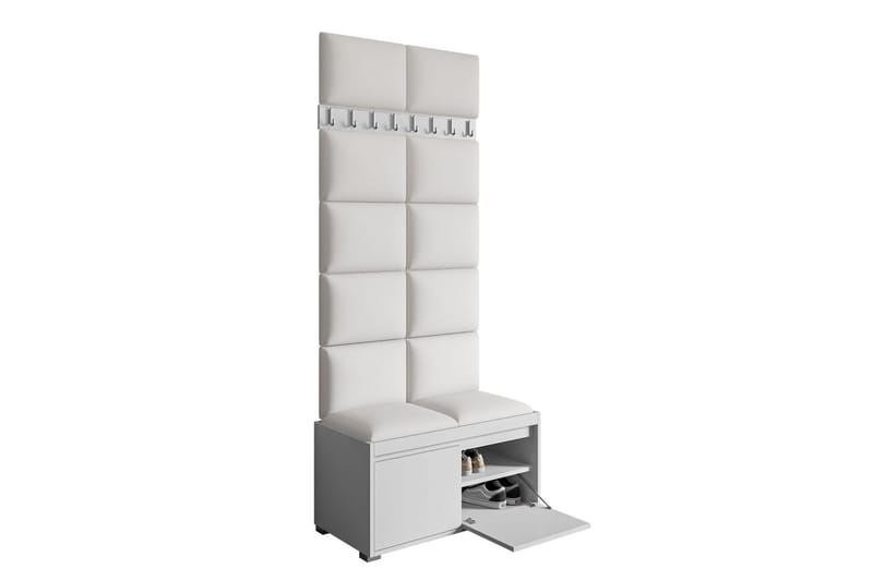Grawis Sittebenk 2-seters med 12-pk Veggdekorasjon 40x30 cm - Hvit - Møbler - Gangmøbler - Møbelsett til gang & entre