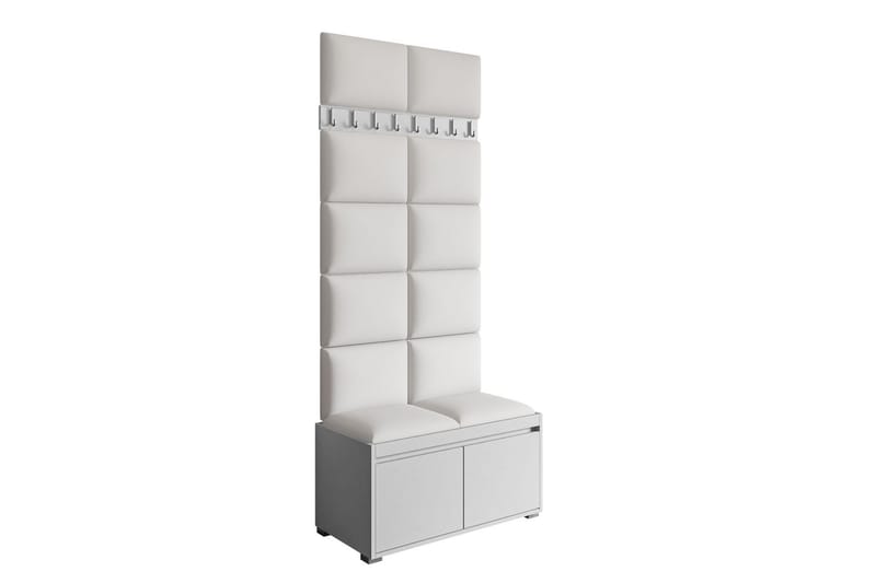 Grawis Sittebenk 2-seters med 12-pk Veggdekorasjon 40x30 cm - Hvit - Møbler - Gangmøbler - Møbelsett til gang & entre