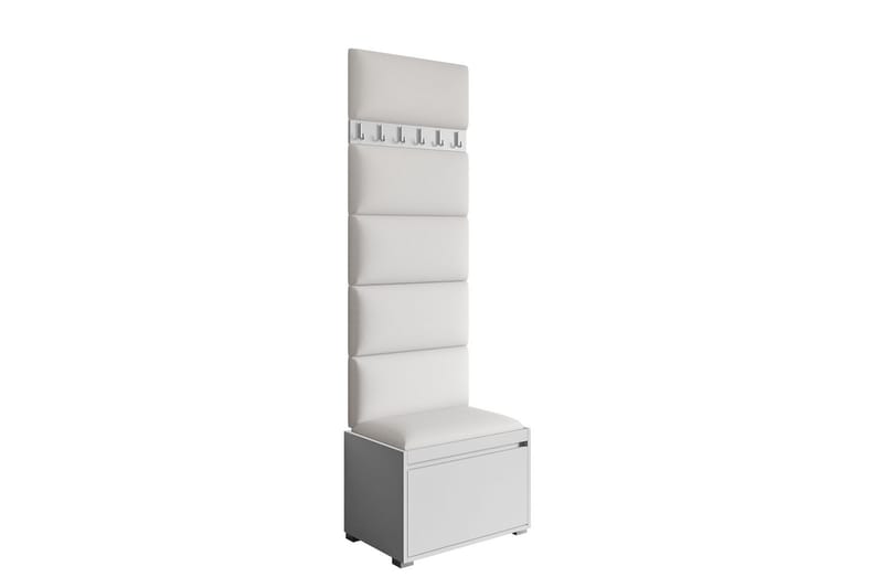 Grawis Sittebenk med 6-pk Veggdekorasjon 60x30 cm - Hvit - Møbler - Gangmøbler - Møbelsett til gang & entre