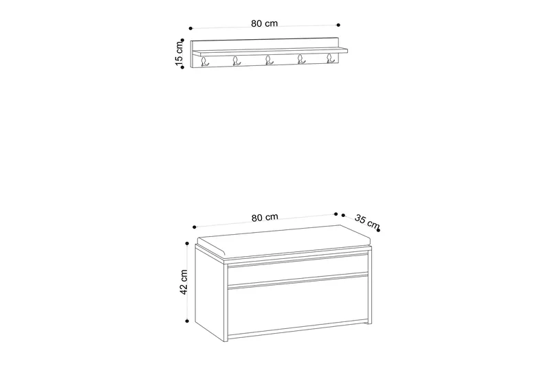 Hall Stand Eik|Svart - Natur/Svart - Møbler - Gangmøbler - Møbelsett til gang & entre