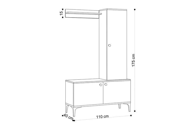 Hall Stand Eik|Svart - Natur/Svart - Møbler - Gangmøbler - Møbelsett til gang & entre