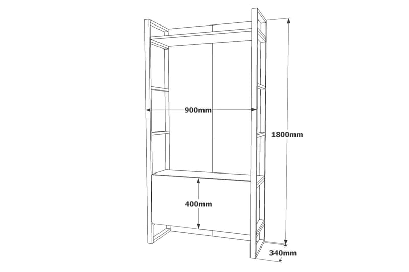 Hardyng Hallmöbelset 34x90 cm Dobbel Høyre - Natur - Møbelsett til gang & entre - Gangoppbevaring