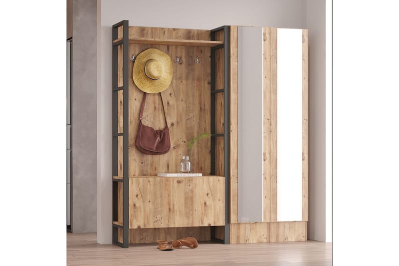 Hardyng Hallmöbelset 34x90 cm Dobbel Høyre - Natur - Møbler - Gangmøbler - Møbelsett til gang & entre