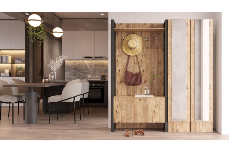 Hardyng Hallmöbelset 34x90 cm Dobbel Høyre - Natur - Møbler - Gangmøbler - Møbelsett til gang & entre