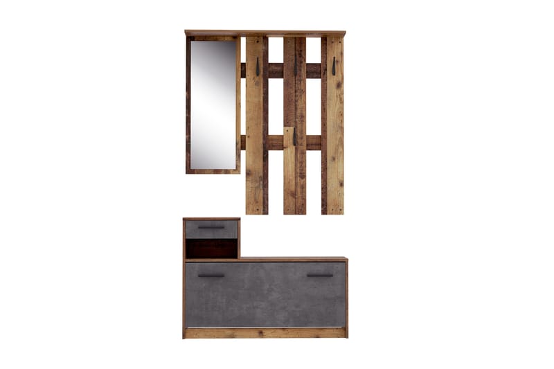 Haysville Hallmöbelset 98x180 cm - Brun / Grå - Møbler - Gangmøbler - Møbelsett til gang & entre