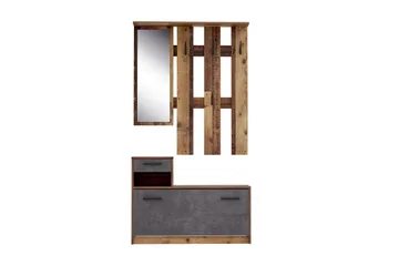 Haysville Hallmöbelset 98x180 cm - Brun / Grå - Møbler - Gangmøbler - Møbelsett til gang & entre