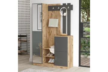 Hialeh Gangmøbelsett 38x114 cm - Natur/Antrasitt - Møbler - Gangmøbler - Møbelsett til gang & entre