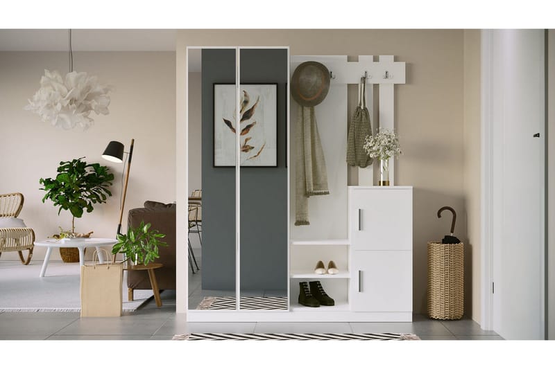 Hialeh Gangmøbelsett 38x147 cm - Hvit - Møbler - Gangmøbler - Møbelsett til gang & entre