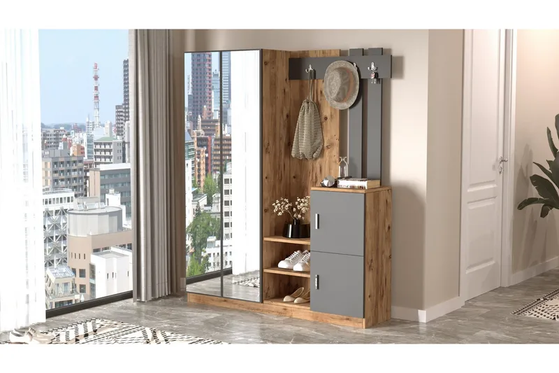 Hialeh Hallmöbelset 38x147 cm, Natur / Antrasitt