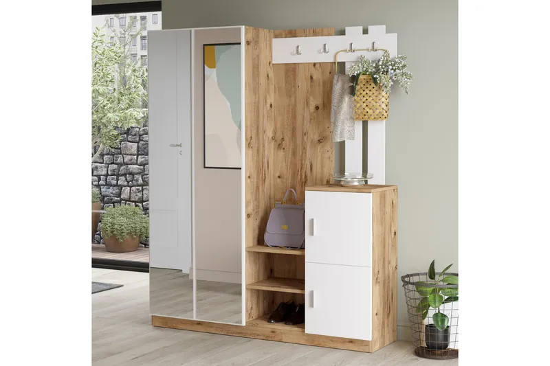Hialeh Hallmöbelset 38x147 cm, Natur / Hvit