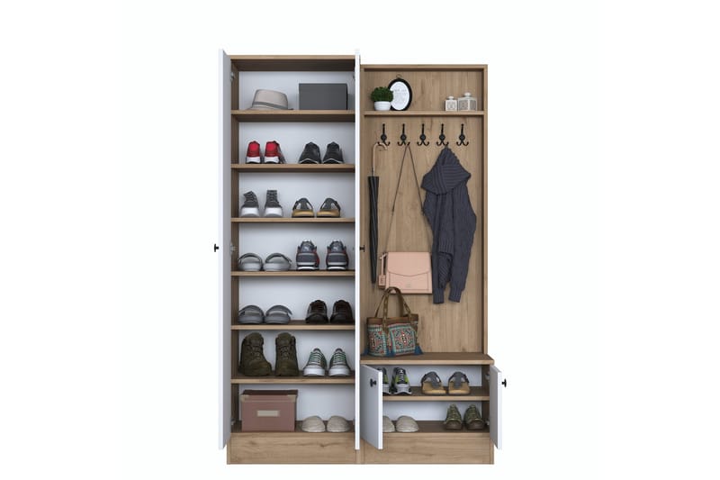 Hooda Gangmøbelsett Brun/Hvit - Hanah Home - Møbler - Gangmøbler - Møbelsett til gang & entre