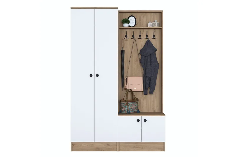 Hooda Gangmøbelsett Brun/Hvit - Hanah Home - Møbler - Gangmøbler - Møbelsett til gang & entre