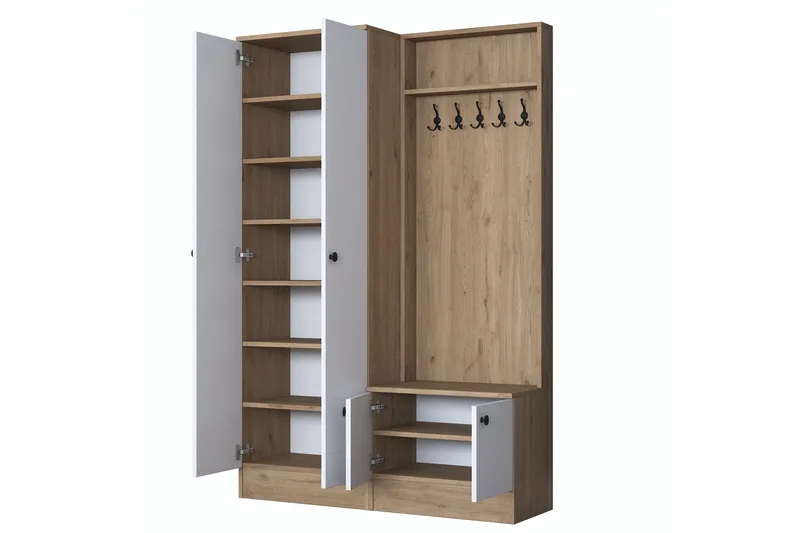 Hooda Gangmøbelsett Brun/Hvit - Hanah Home - Møbler - Gangmøbler - Møbelsett til gang & entre