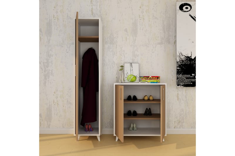 Jondnnitte Gangmøbelsett 180x120 cm - Natur/Hvit - Møbler - Gangmøbler - Møbelsett til gang & entre