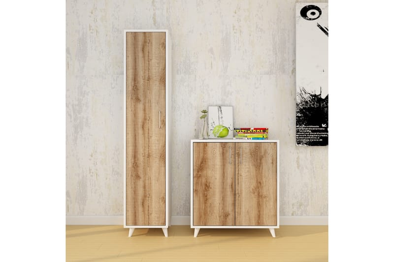 Jondnnitte Gangmøbelsett 180x120 cm - Natur/Hvit - Møbler - Gangmøbler - Møbelsett til gang & entre