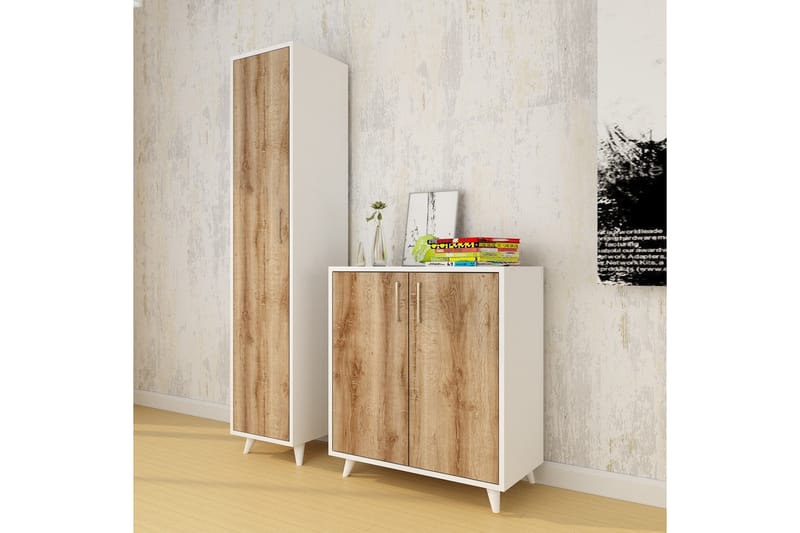 Jondnnitte Gangmøbelsett 180x120 cm - Natur/Hvit - Møbler - Gangmøbler - Møbelsett til gang & entre