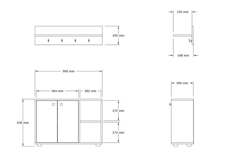 Koekhaven Gangmøbelsett 30x90 cm - Antrasitt - Møbelsett til gang & entre - Gangoppbevaring