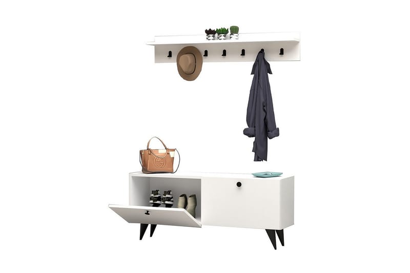 Melcolm Hallmöbelset 35x113 cm - Hvit - Møbler - Gangmøbler - Møbelsett til gang & entre