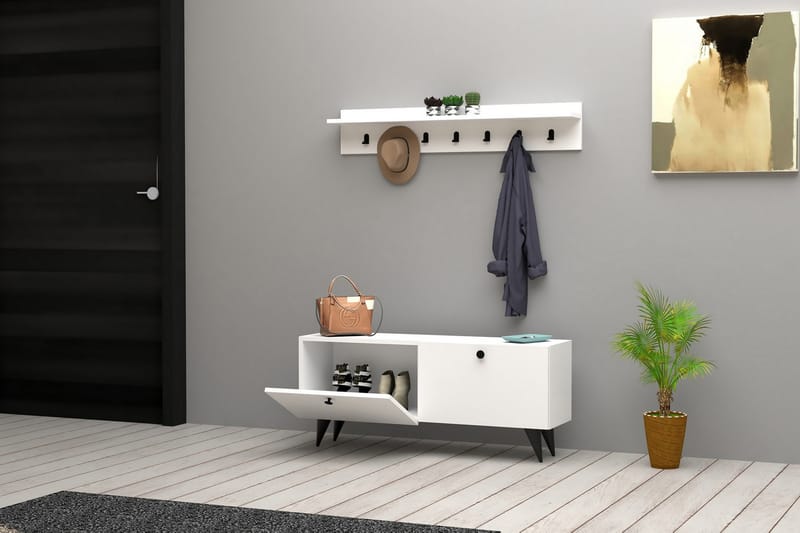 Melcolm Hallmöbelset 35x113 cm - Hvit - Møbler - Gangmøbler - Møbelsett til gang & entre