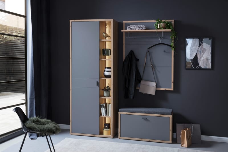 Nacimento Gangmøbelsett 3 deler 37x172 cm - Grå/Natur - Møbler - Gangmøbler - Møbelsett til gang & entre
