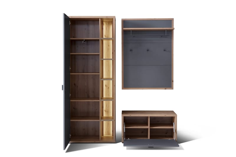 Nacimento Gangmøbelsett 3 deler 37x172 cm - Grå/Natur - Møbler - Gangmøbler - Møbelsett til gang & entre