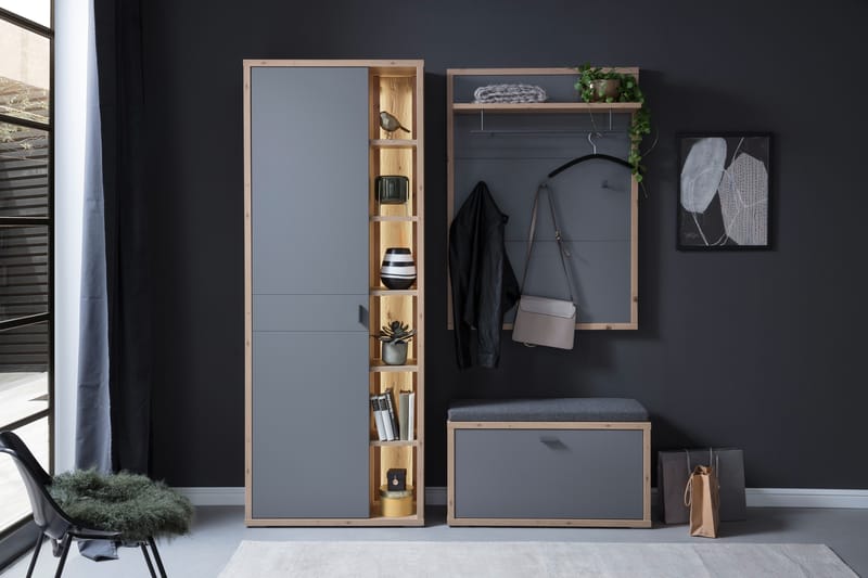 Nacimento Gangmøbelsett 3 deler 37x172 cm - Grå/Natur - Møbler - Gangmøbler - Møbelsett til gang & entre