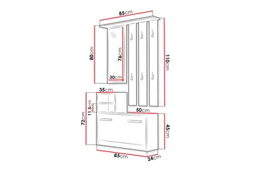 Nesebar Entremøbel 85 cm - Hvit - Møbler - Gangmøbler - Møbelsett til gang & entre