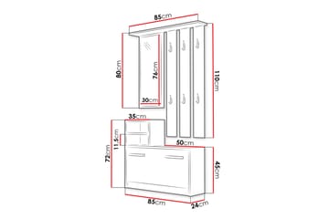 Nesebar Entremøbel 85 cm - Tre - Møbler - Gangmøbler - Møbelsett til gang & entre