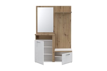 Nessebar Gangmøbelsett 44x129 cm - Hvit/Brun - Møbler - Gangmøbler - Møbelsett til gang & entre