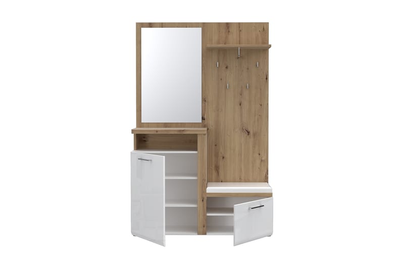 Nessebar Gangmøbelsett 44x129 cm - Hvit/Brun - Møbler - Gangmøbler - Møbelsett til gang & entre