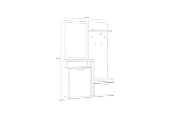 Nessebar Gangmøbelsett 44x129 cm - Hvit/Brun - Møbler - Gangmøbler - Møbelsett til gang & entre